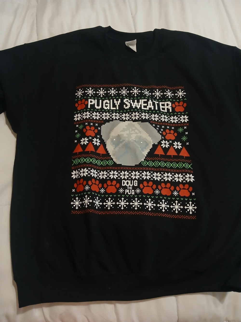 Gildan Black Doug the Pug 'Pugly Sweater' Graphic Sweatshirt